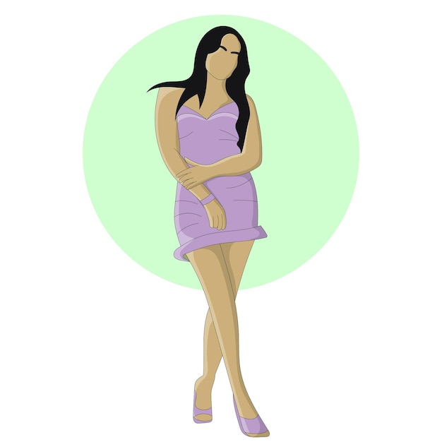 a young girl posing flat design