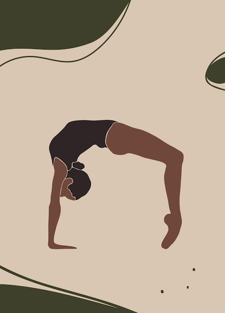 Vector young girl practicing yoga boho style