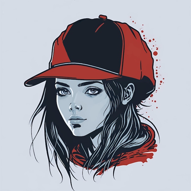 young girl wearing cap character vector illustration