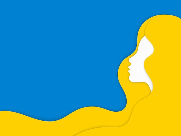 Young girl with long hair Yellow and blue colors Vector illustration