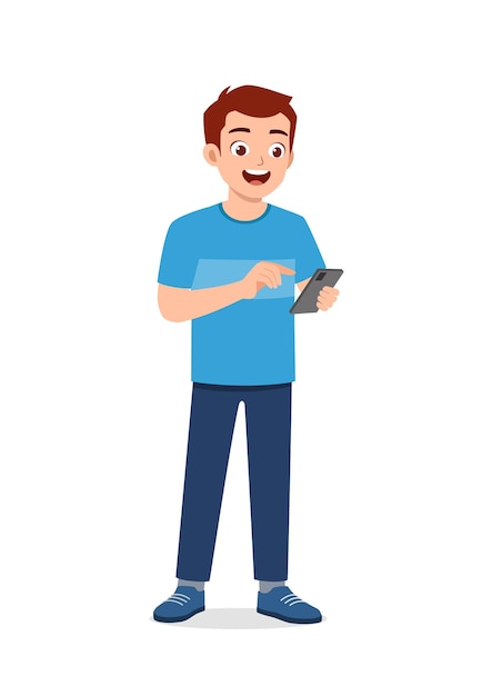 Young good looking man using modern smartphone