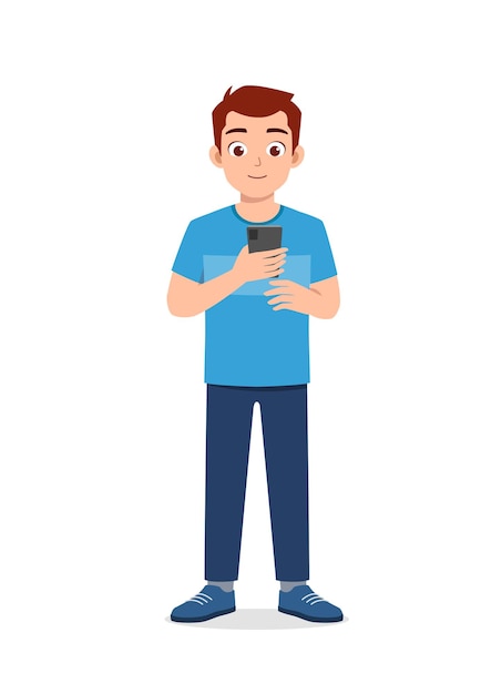 Young good looking man using modern smartphone