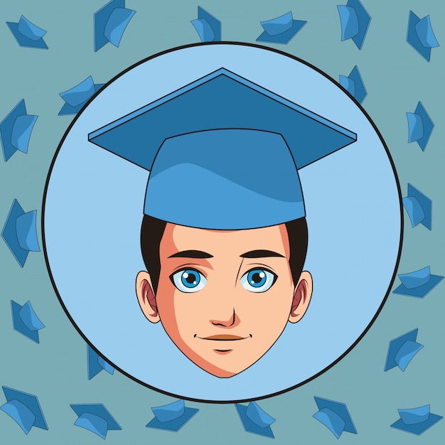 Young graduate man cartoon