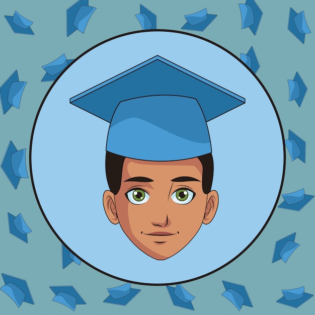 Young graduate man cartoon