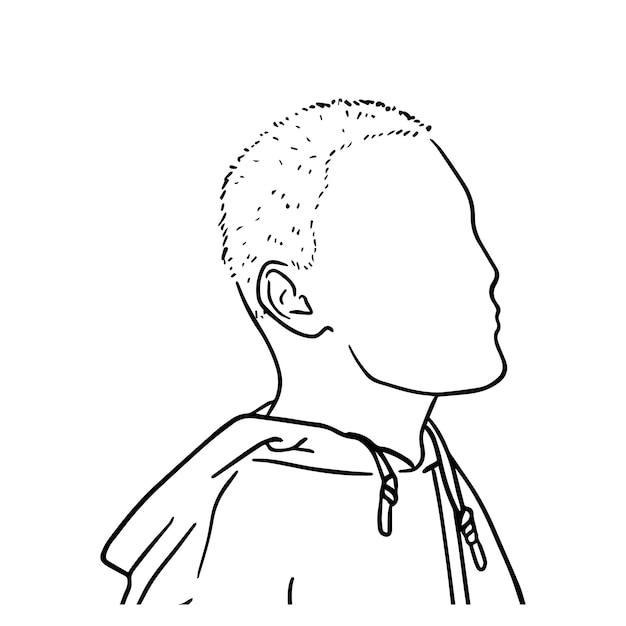 A young guy with short hair in a jacket doodle linear cartoon coloring