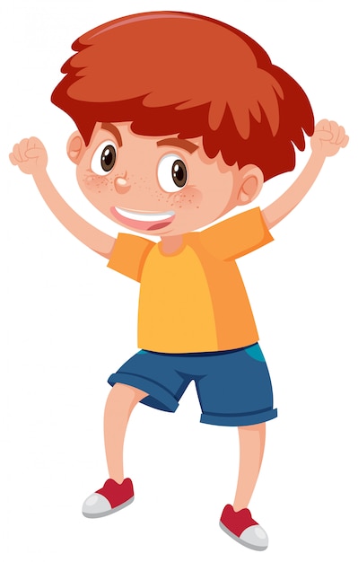 Vector young happy red haired boy