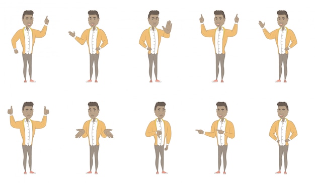 Young hispanic man character set