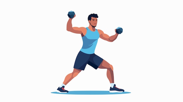 Young Male Athlete Training Cartoon Vector Icon