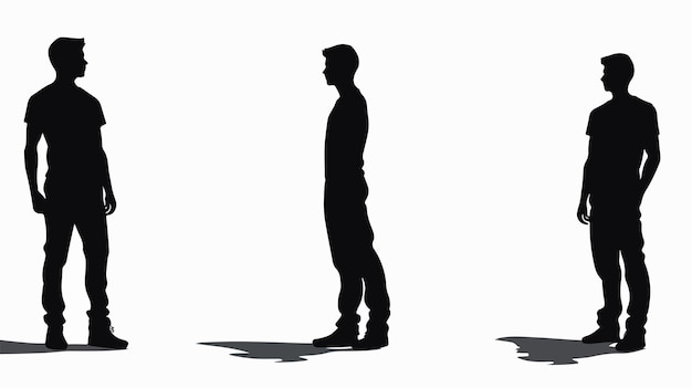 Young Man Body Silhouette Vector Cartoon