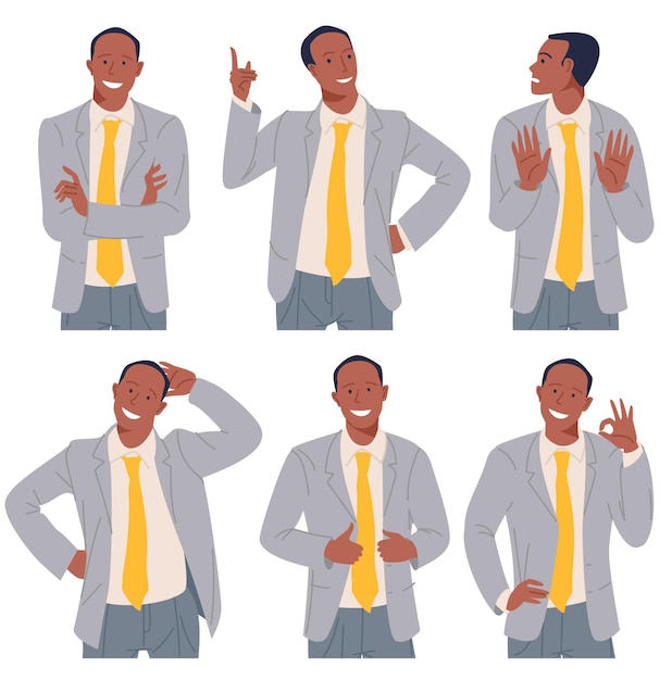 Young man c gesture set