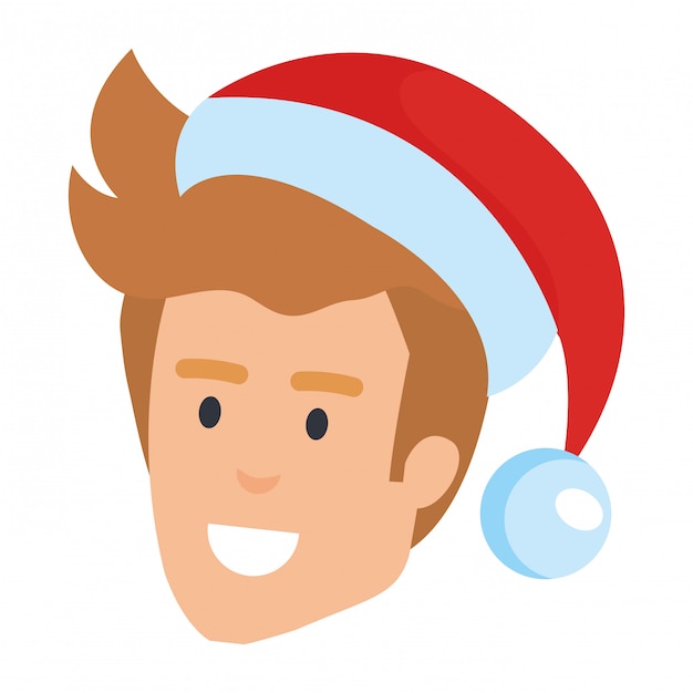 Young man head with santa hat