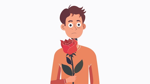 Young Man Hides Behind Rose for Girlfriend