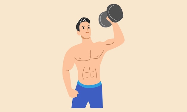 Young man holding a dumbbell