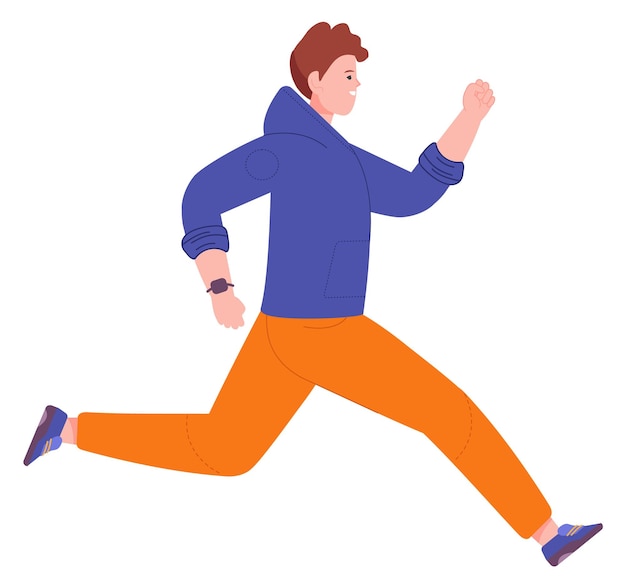 Young man hurrying Running guy Active person