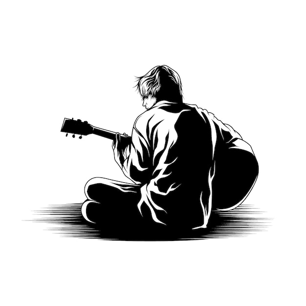 Young man playing guitar illustration