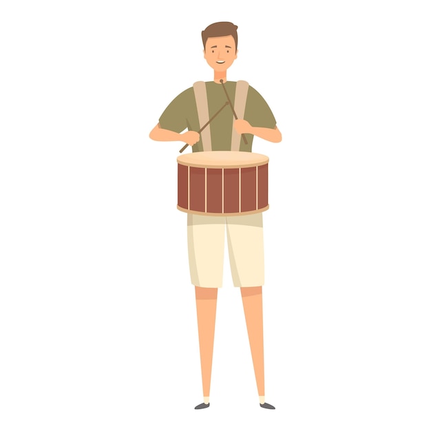 Young man playing snare drum with drumsticks