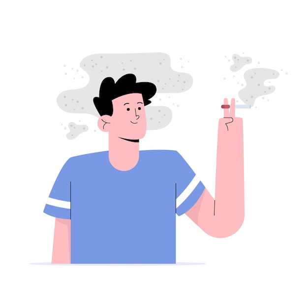 Young man smoking cigarette