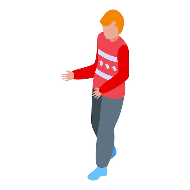 Vector young man walking and gesturing isometric illustration