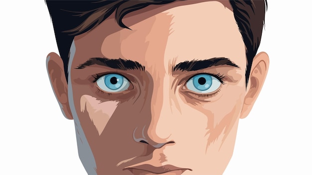 Vector young man with blue eyes cartoon vector illustration