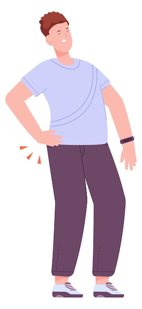 Young man with hurting back Spine pain icon