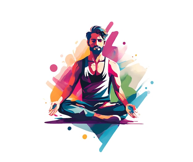 Young Men practicing yoga pose 21st june international yoga day vector illustration