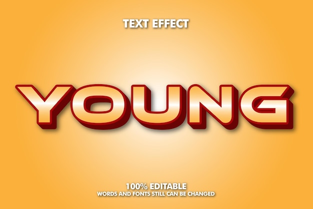 Young Modern bold 3d typography cartoon editable text effect