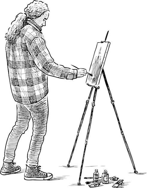 Young painter at work