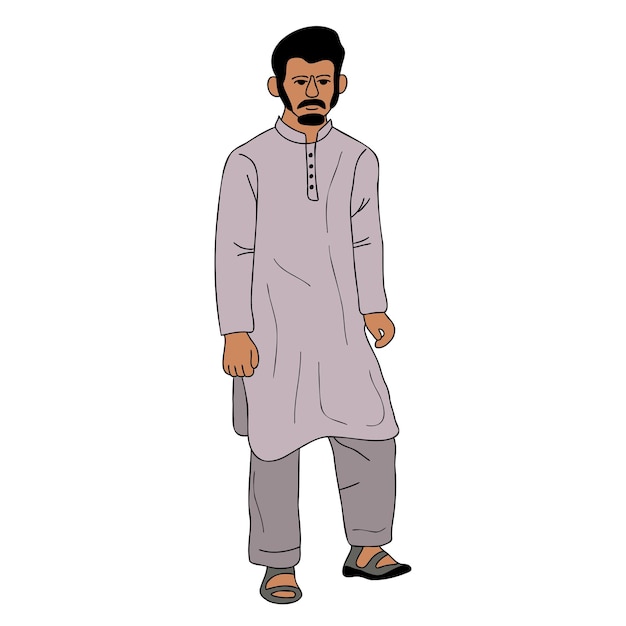 Young Pakistani Man wearing shalwar Kameez kurta South Asia traditional dress muslime male cloth