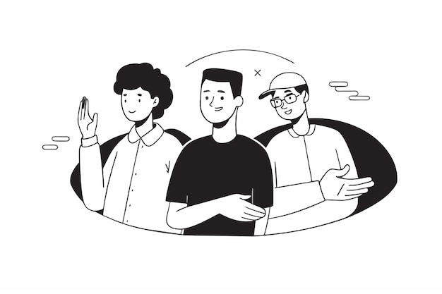 young people in a relaxed mood vector illustration doodle line art