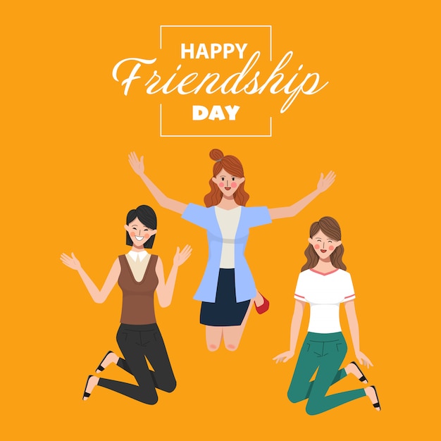 Young people women are celebrate party with friendship. Happy friendship day.