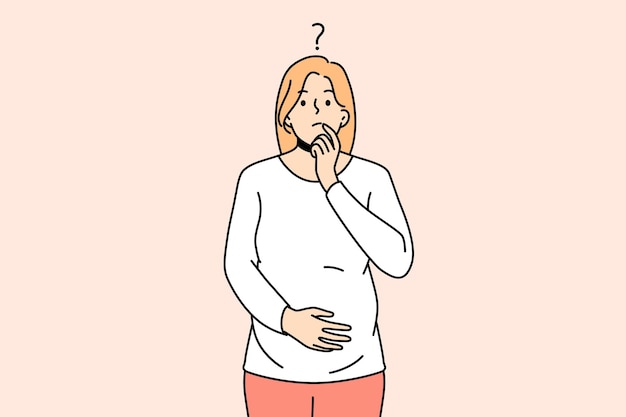 Young pregnant woman feel confused