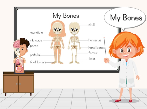 Young scientist standing in front of a board in laboratory