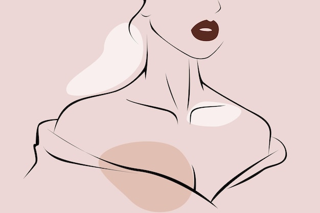 Young sexy girl in minimalistic style trendy outline woman beautiful healthy body