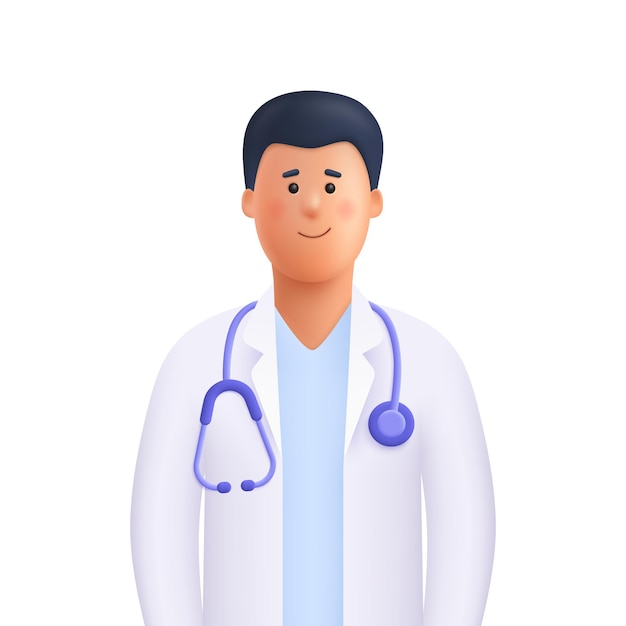 Young smiling doctor with stethoscope3d vector people character illustrationCartoon minimal style