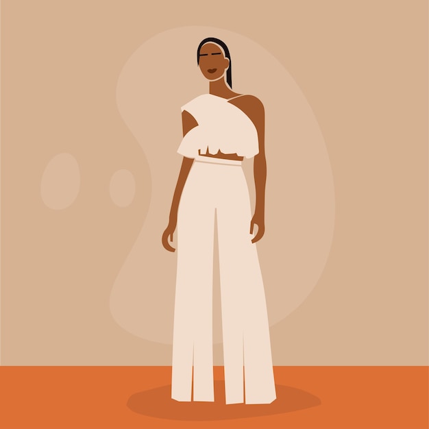 Young Stylish African woman in elegant line art style vector