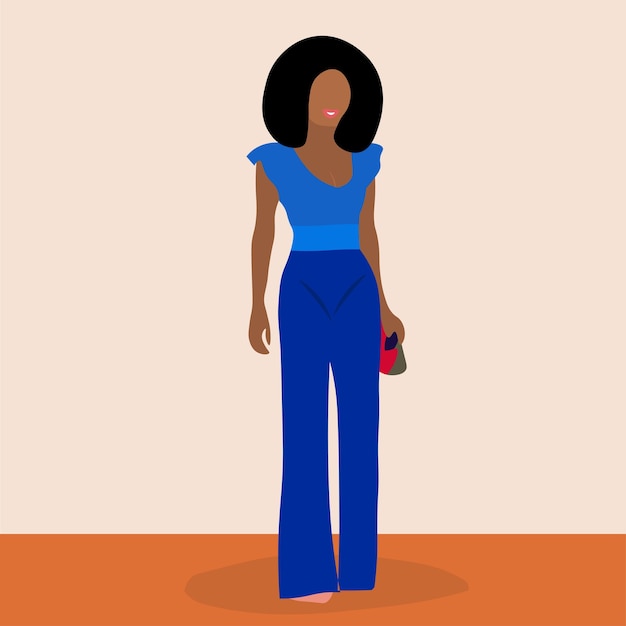 Young Stylish African woman in elegant line art style vector