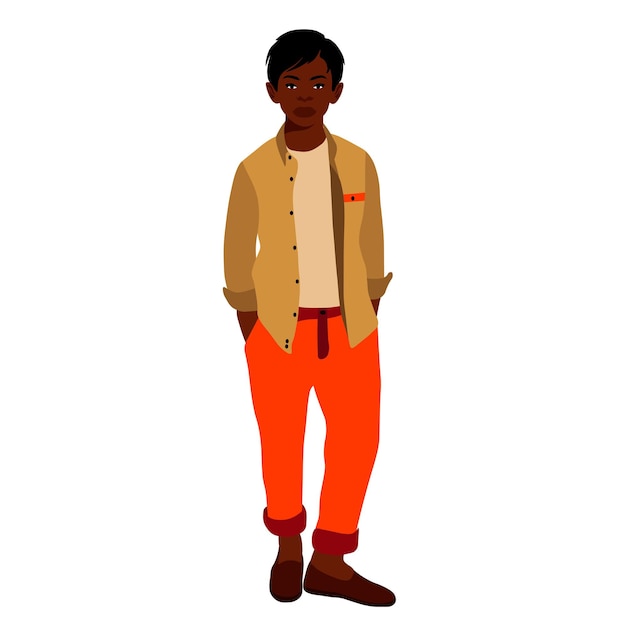 Young stylish black boy in elegant style vector