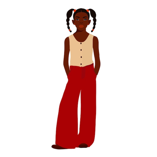 Young stylish black girl in elegant style vector