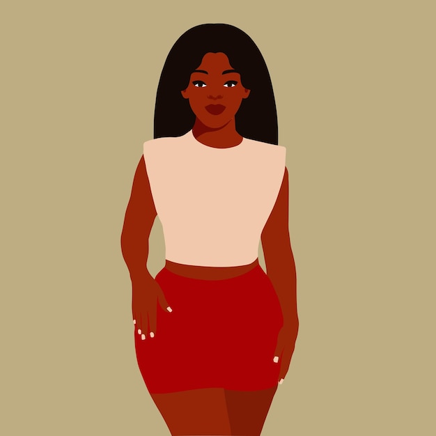 Young stylish black woman in elegant style vector