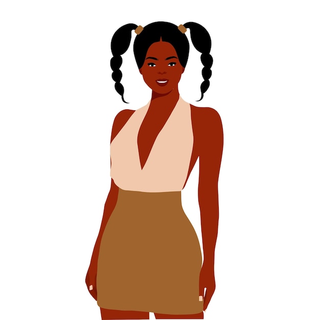 Young stylish black woman in elegant style vector