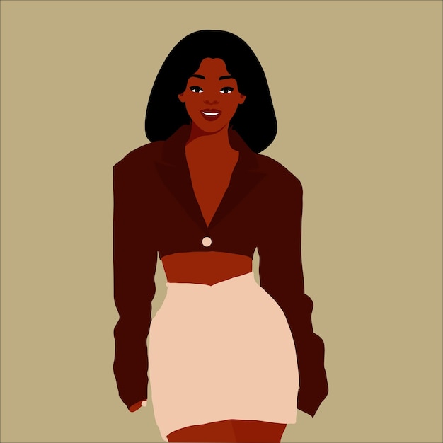 Young stylish black woman in elegant style vector