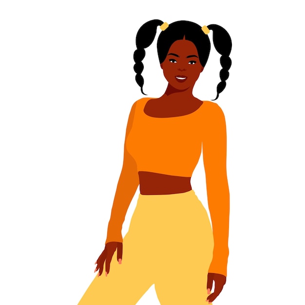 Young stylish black woman in elegant style vector