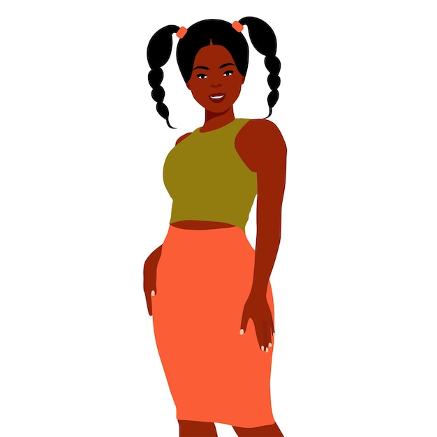 Vector young stylish black woman in elegant style vector