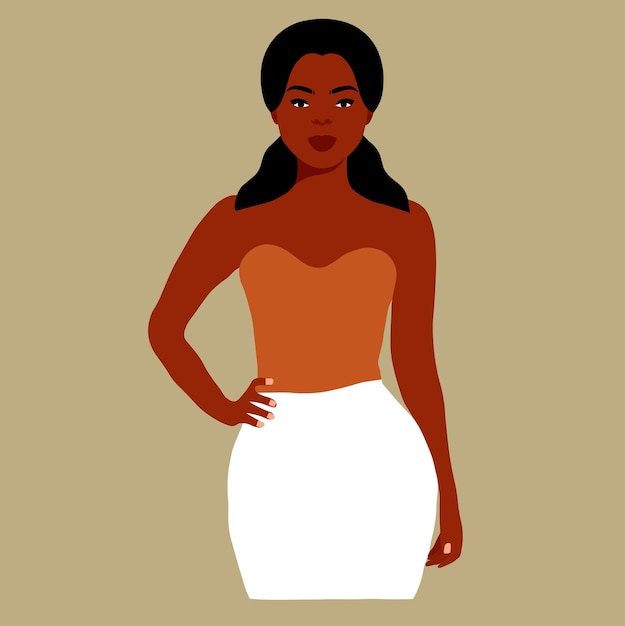 Young stylish black woman in elegant style vector