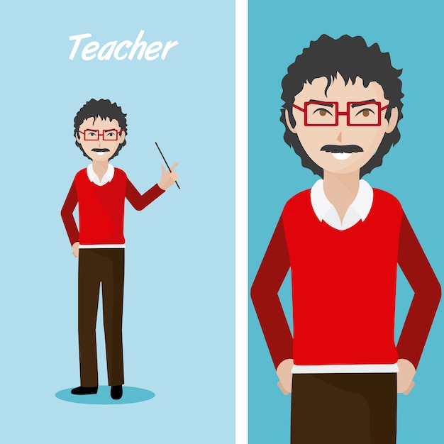 Young teacher cartoon 