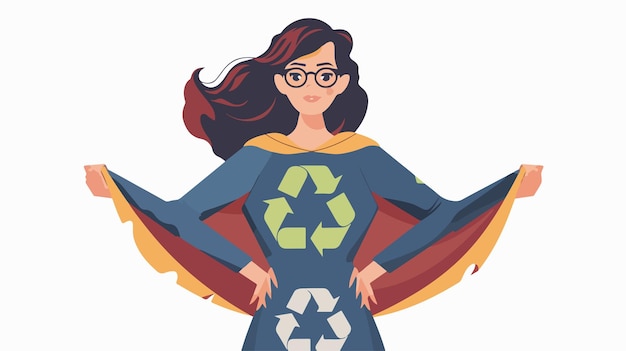 Young Woman Acting Superhero with Recycle Sign