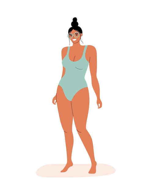 Young woman in bikini isolated. Vector flat style cartoon  illustration