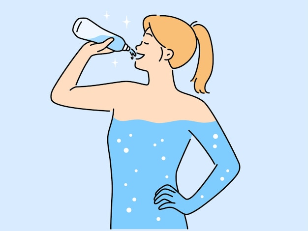 Young woman drinking water for body hydration