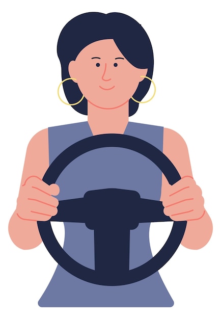 Young woman driving Person hold steering wheel