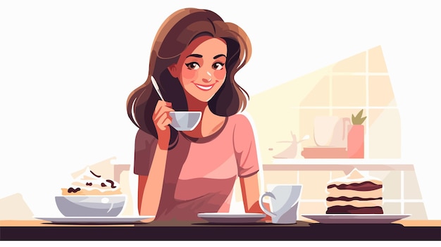 Young Woman Enjoying Hot Drink in Coffee Shop